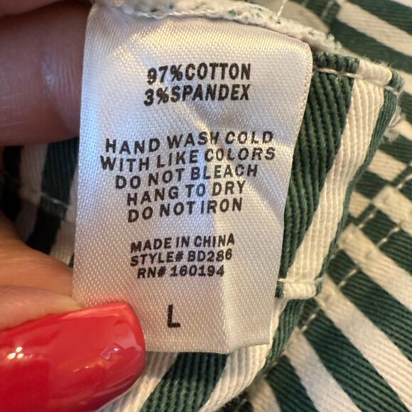 Women's By Together Dark Green Striped Wide Leg Pant Size Large NEW - Picture 5 of 11